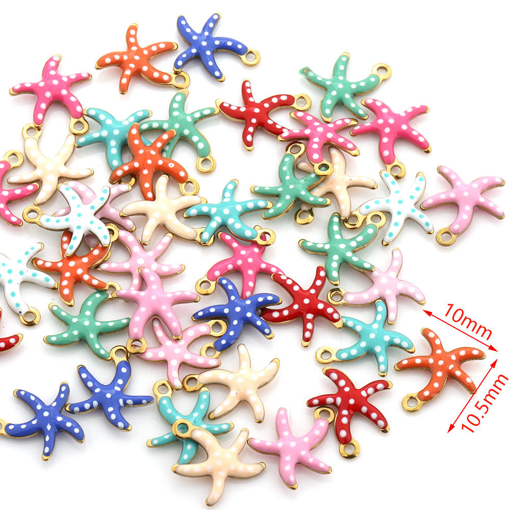 10Pcs/pack Mix color Enamel ocean animals charms