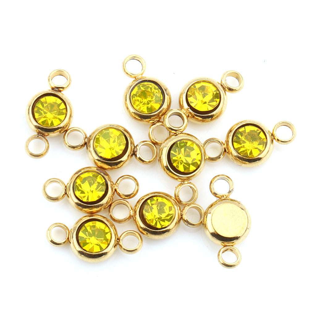 5Pcs/pack Birthstone rhinestone double loop charm
