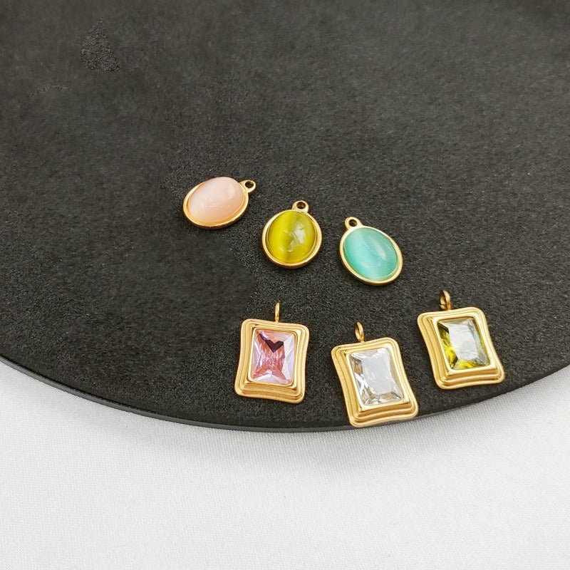 Squares and cat-eye pendants