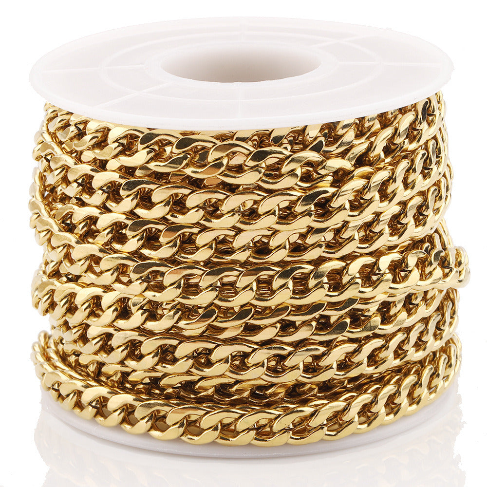 C1183 1:1 cuban chain-Vacuum Plating Waterproof Stainless steel chain