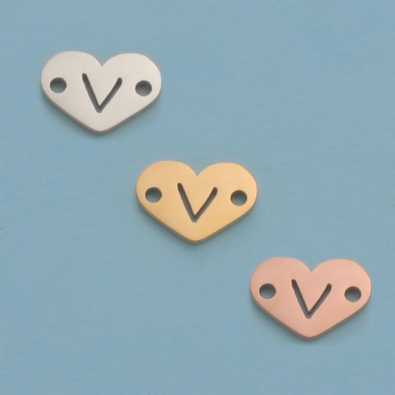 26 Heart Letter Two Holes Charms