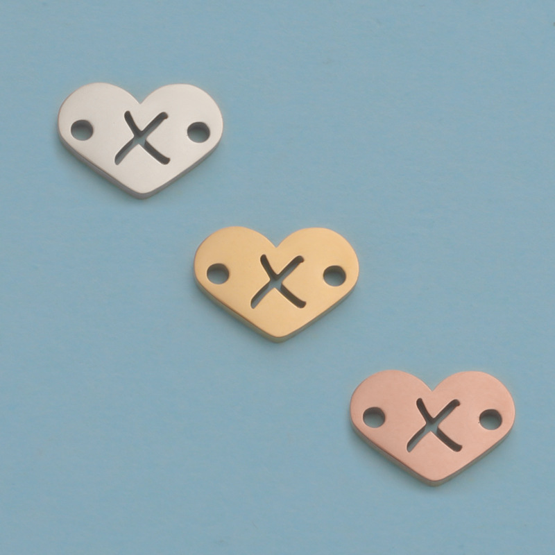 26 Heart Letter Two Holes Charms