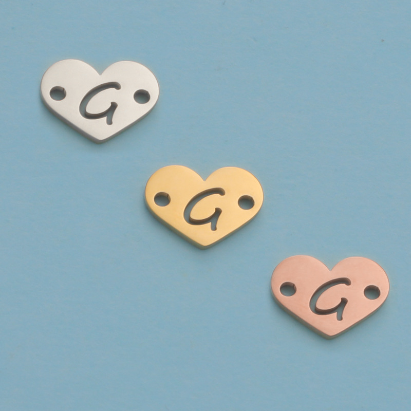 26 Heart Letter Two Holes Charms