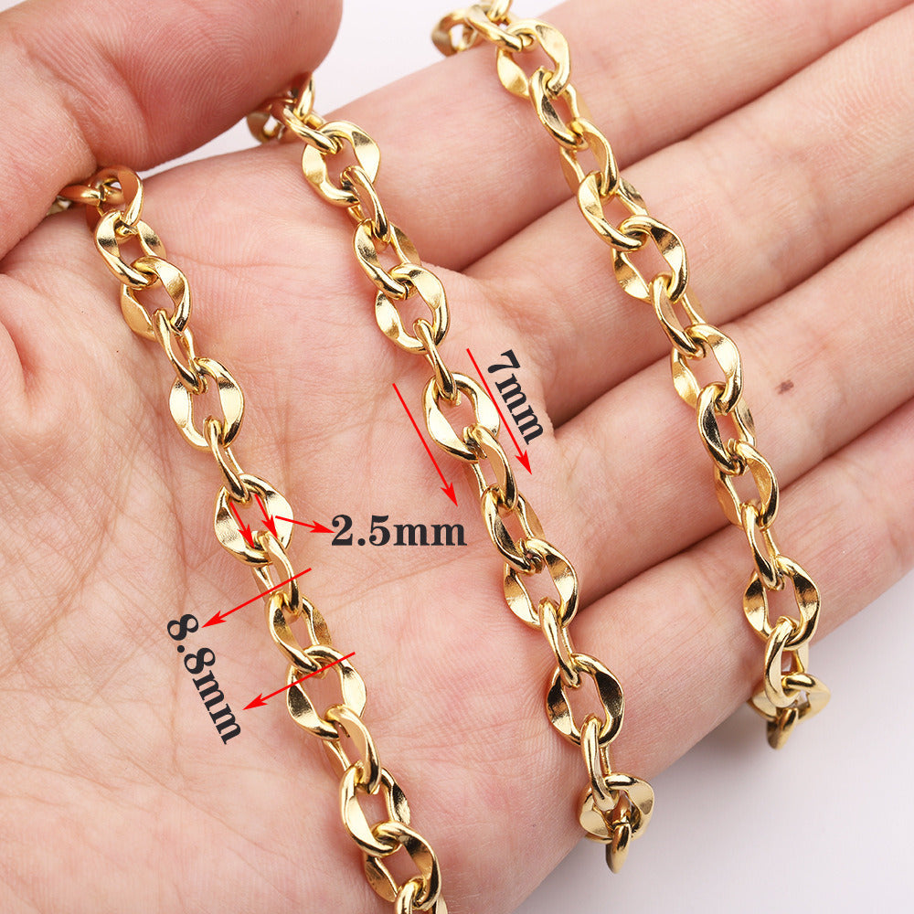 C1218 7mm lip chain-Vacuum Plating Waterproof Stainless steel chain