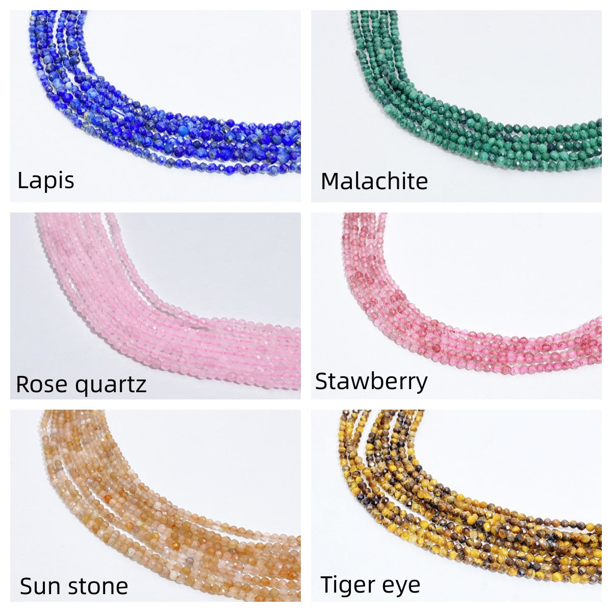 A MIX 2mm Natural Faceted stone beads for jewelry DIY