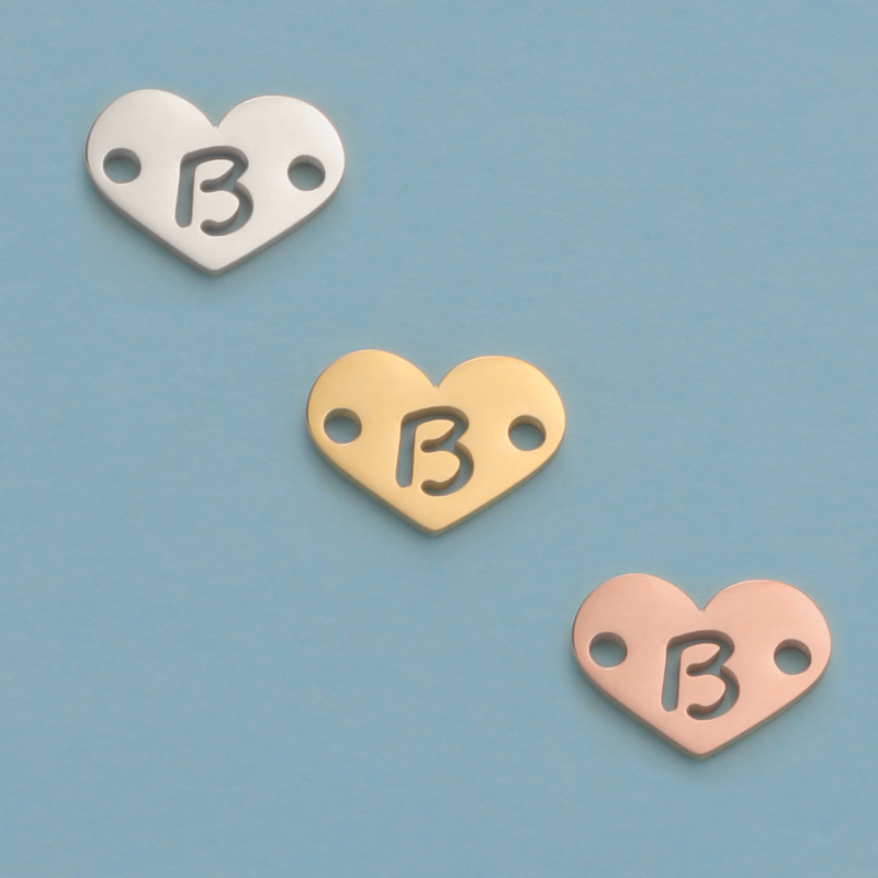 26 Heart Letter Two Holes Charms