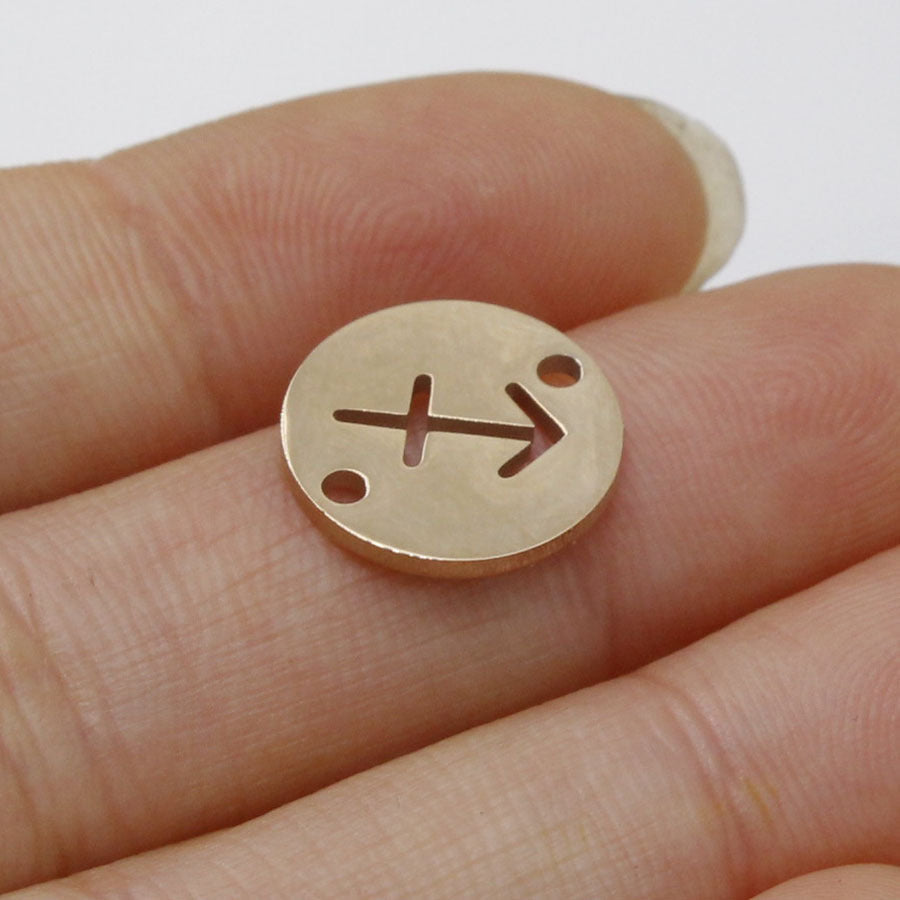 Round 12 Zodiac Signs Two Holes Charms