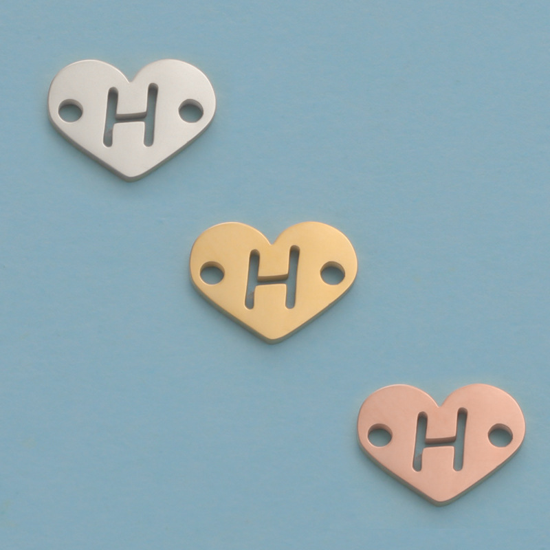 26 Heart Letter Two Holes Charms