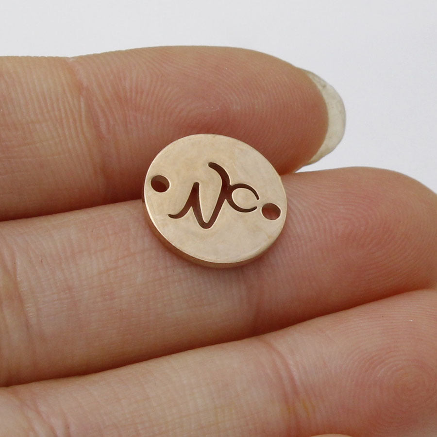 Round 12 Zodiac Signs Two Holes Charms