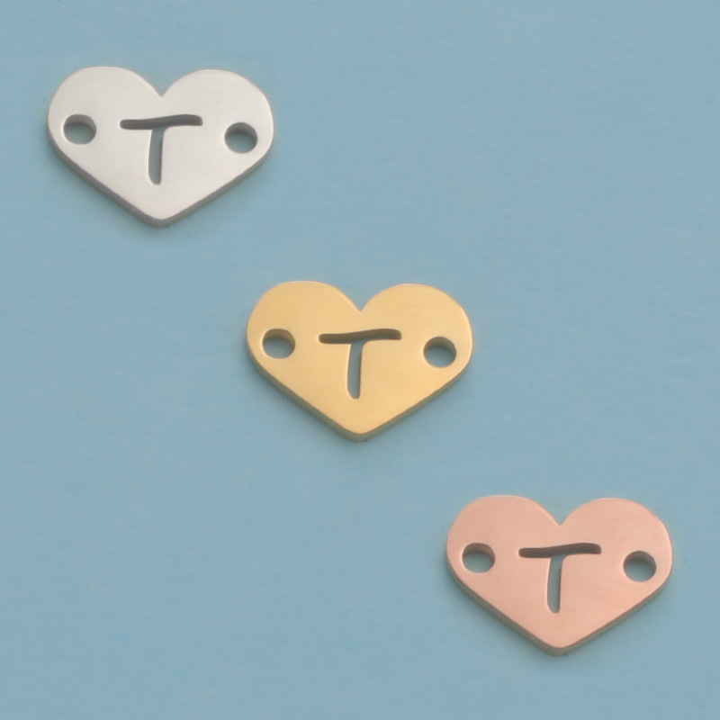 26 Heart Letter Two Holes Charms