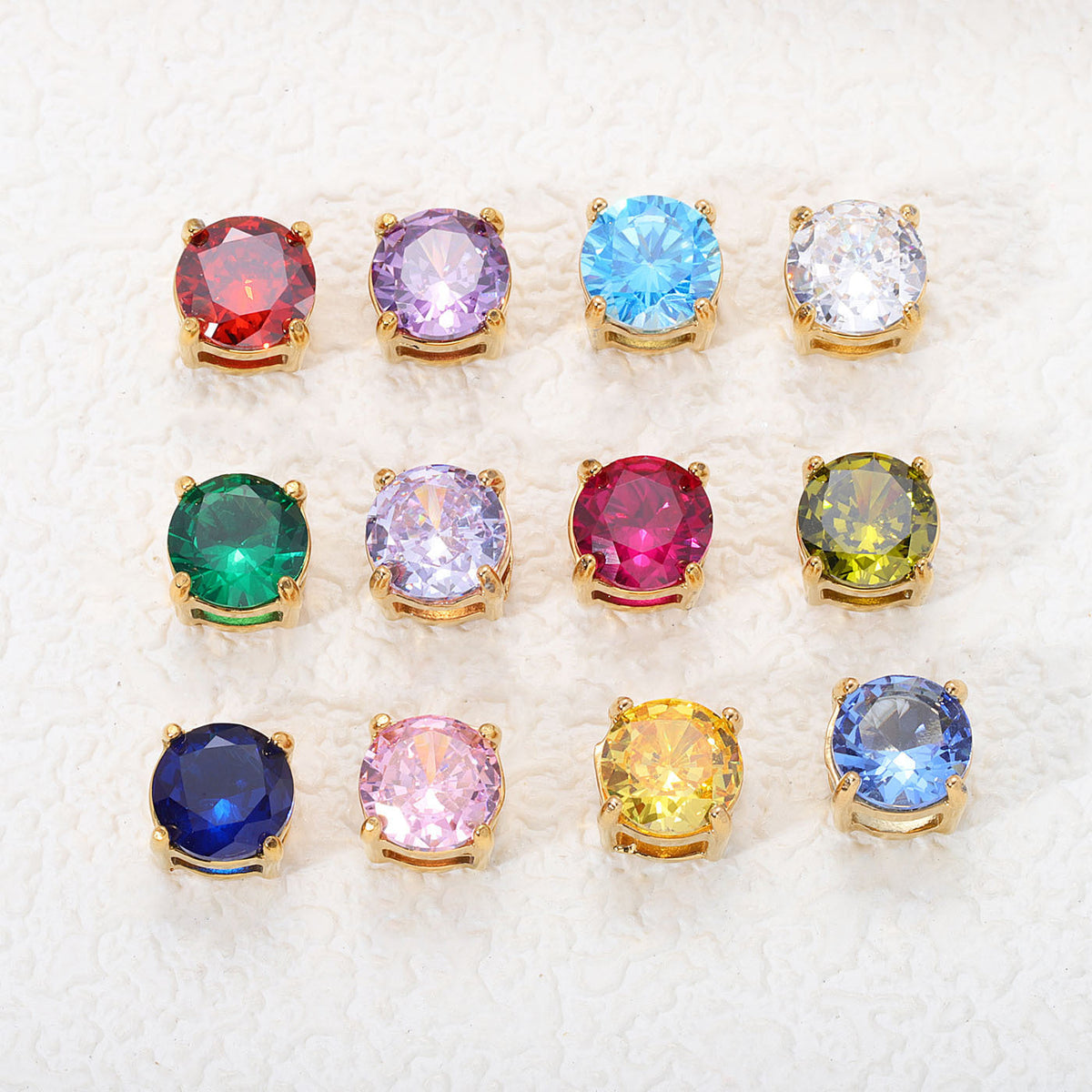 6mm Colorful Zircon Birthstone Charms