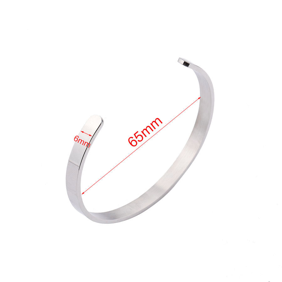 6mm Stainless steel " C-shaped "open bracelet bracelet