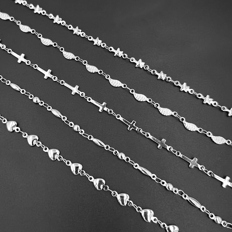 C1139 Leaf /cross chain-Vacuum Plating Waterproof Stainless steel chain