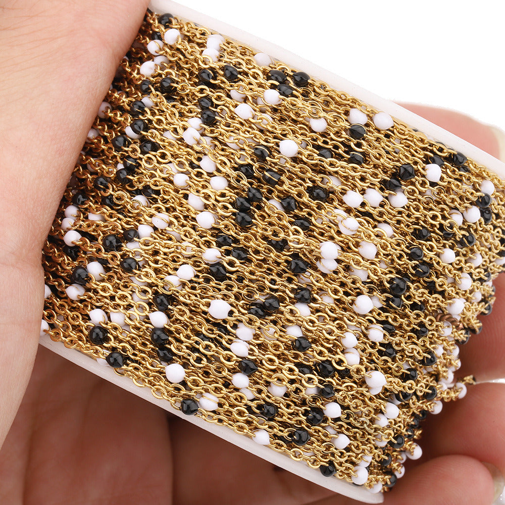 C1295 Enamel beads chain-Vacuum Plating Waterproof Stainless steel chain