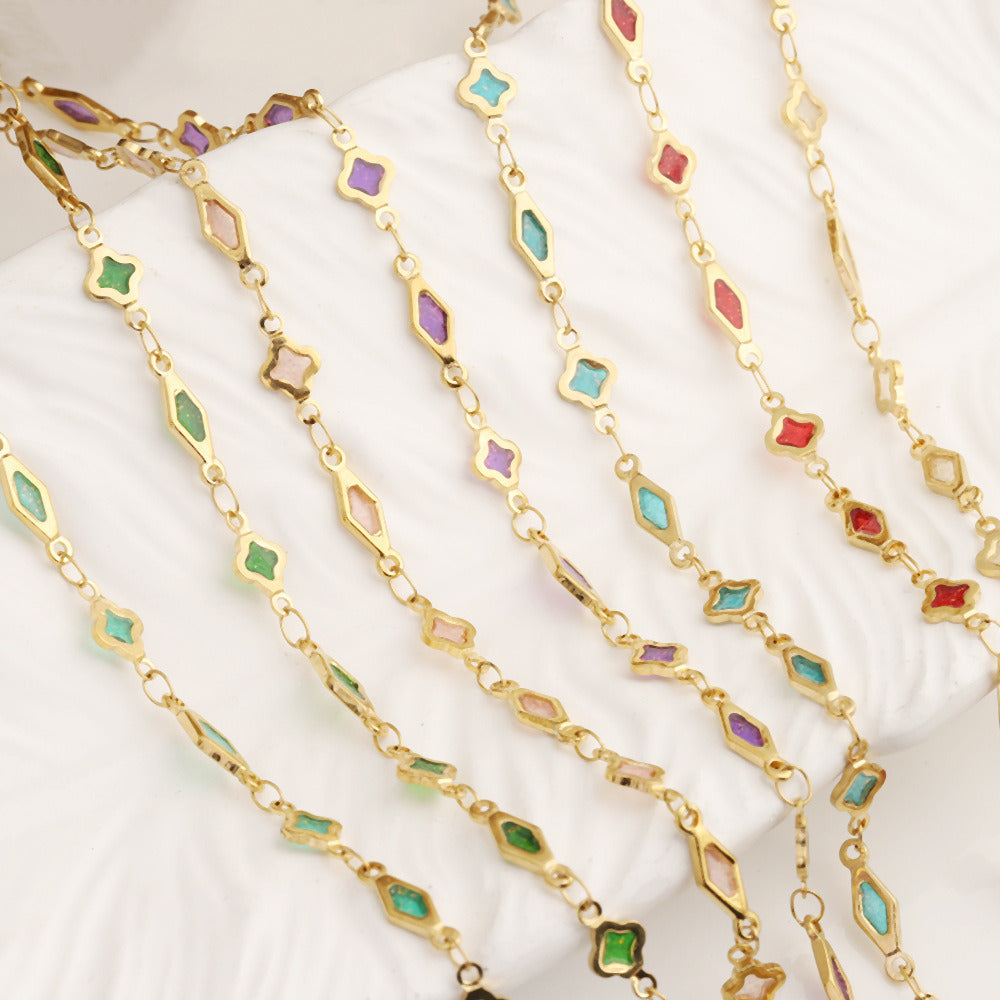 C1778 Glitter oil droplets clover chain