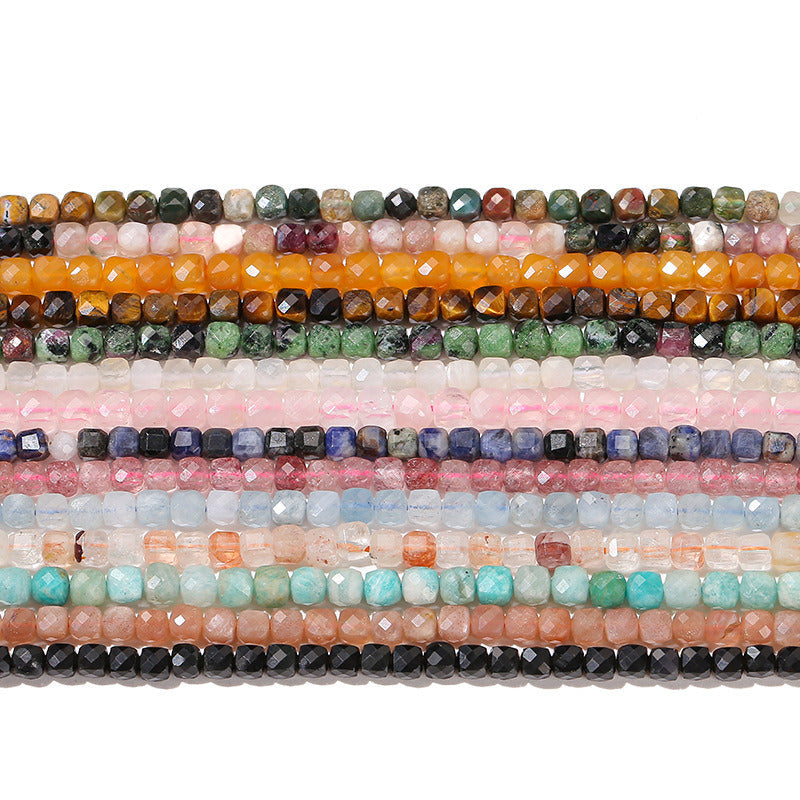 4mm Cube faceted crystal stone beads