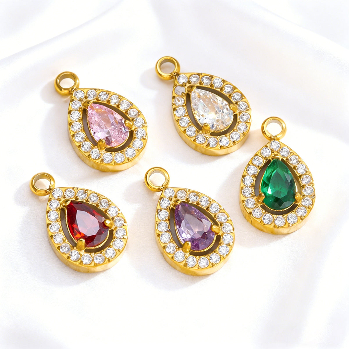 006 Colorful Drop Zircon Charms