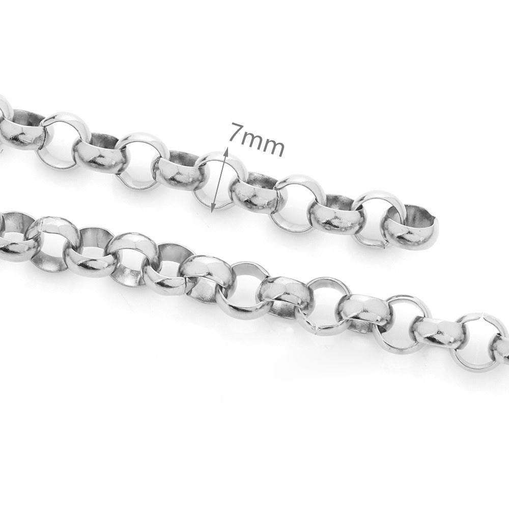 C1237 Circle pearl/Rolo chain-Vacuum Plating Waterproof Stainless steel chain