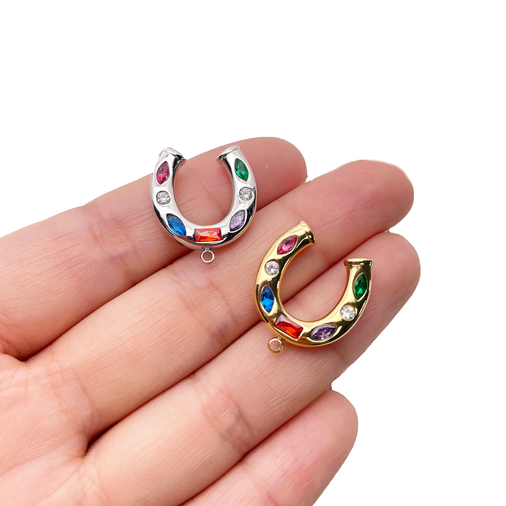 51305 Colorful Diamond Horseshoe charm