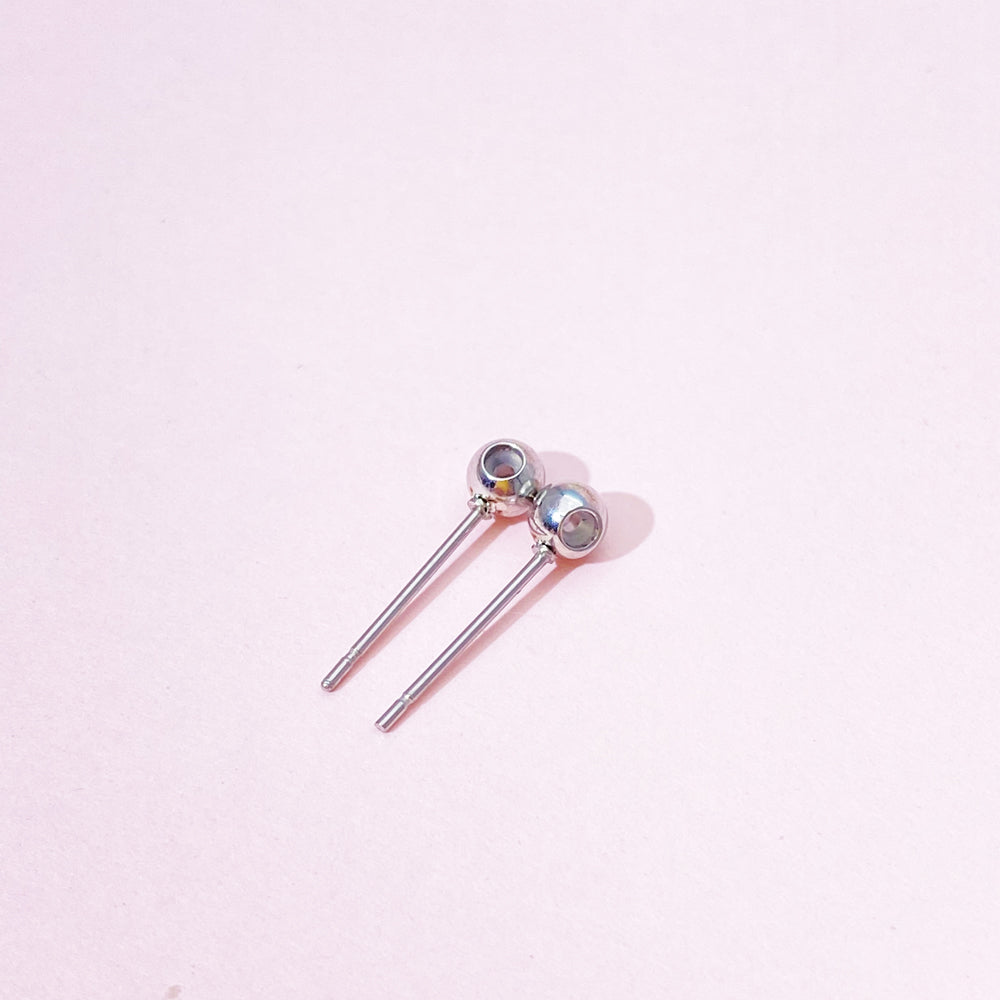 10pcs/pack Stainless steel ear stud with silica