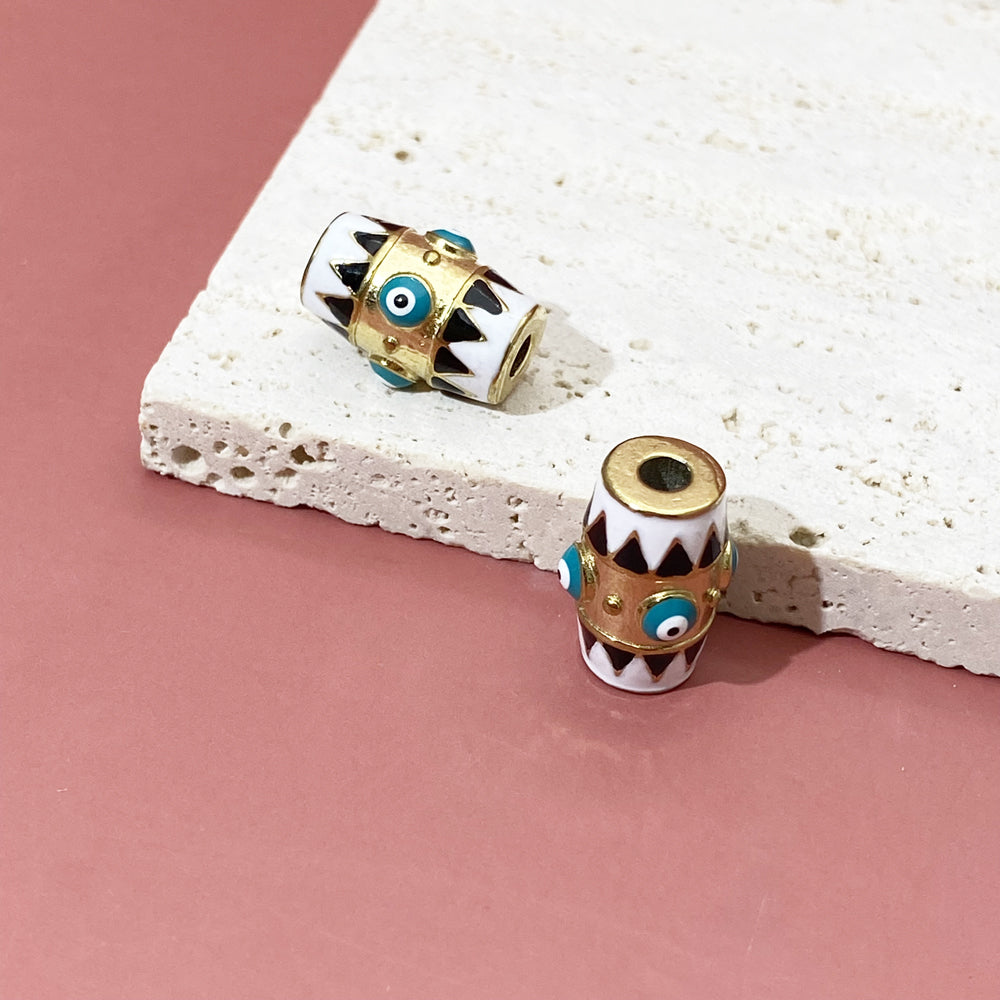 Enamel Evil Eye Tube charm for DIY
