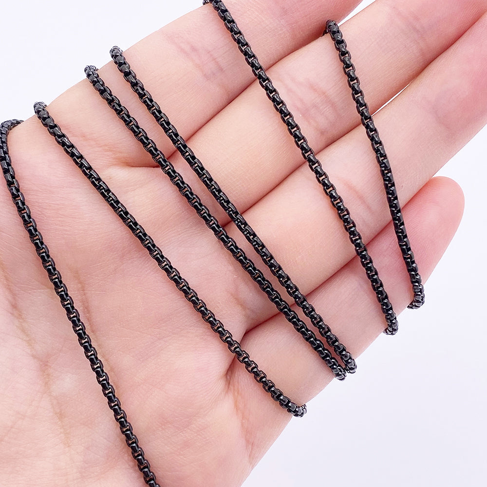 C1238 Black square pearl chain