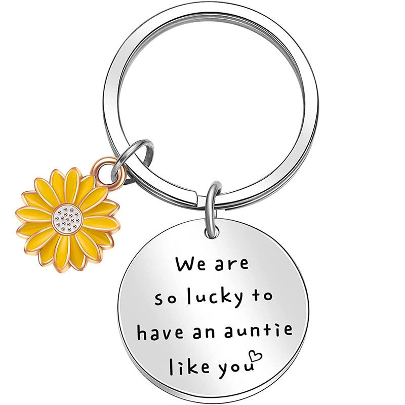 Sunflower Words Keychain Good Gift Stainless Steel Keychain