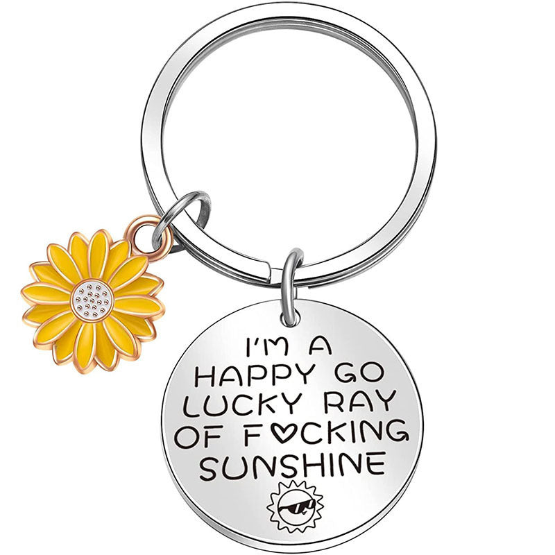 Sunflower Words Keychain Good Gift Stainless Steel Keychain