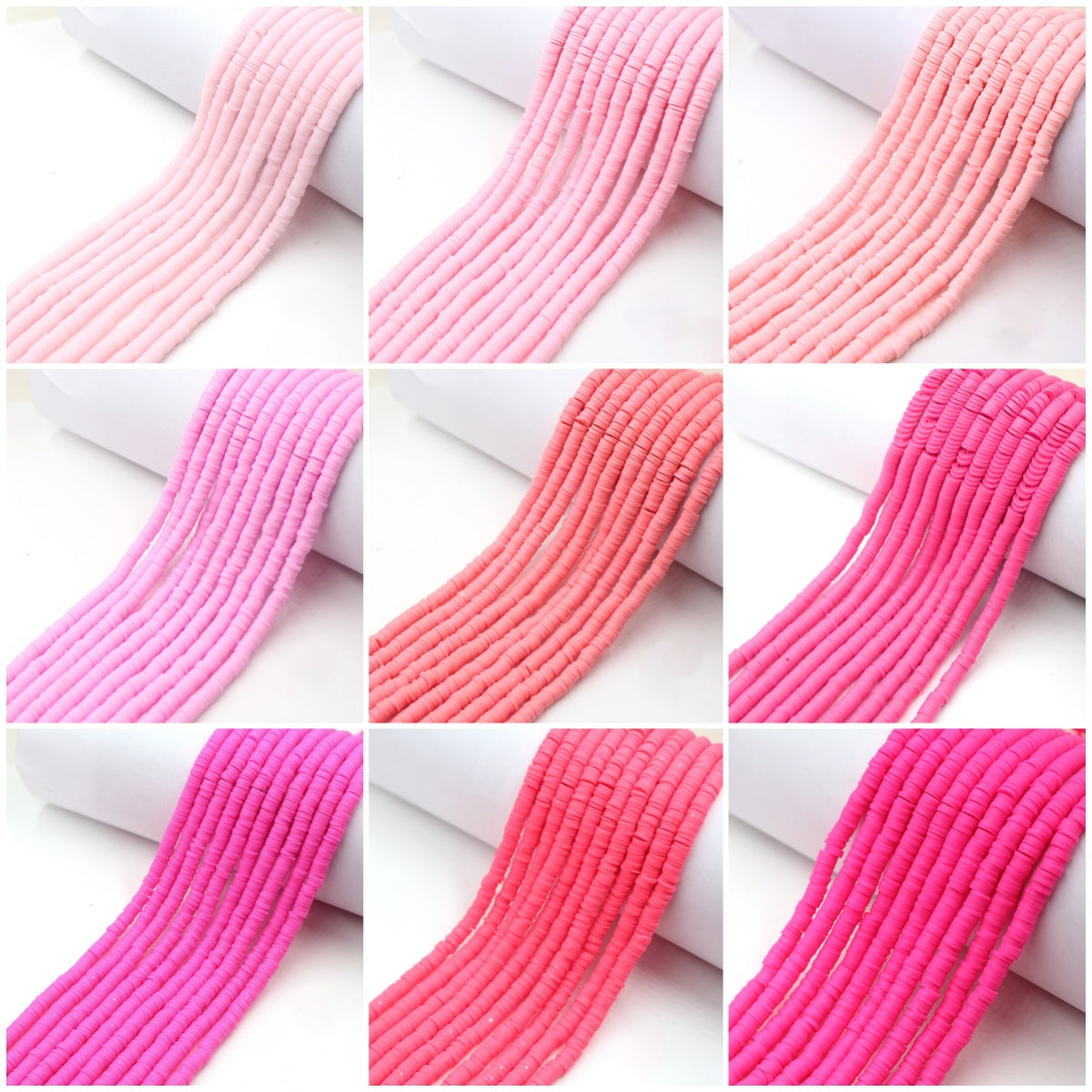 4mm- 1 Strand- 16"vinyl Heishi beads, polymer clay beads