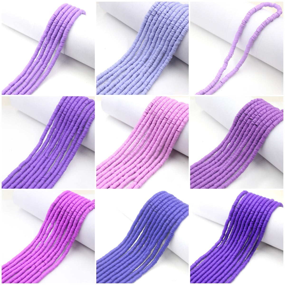 4mm- 1 Strand- 16"vinyl Heishi beads, polymer clay beads