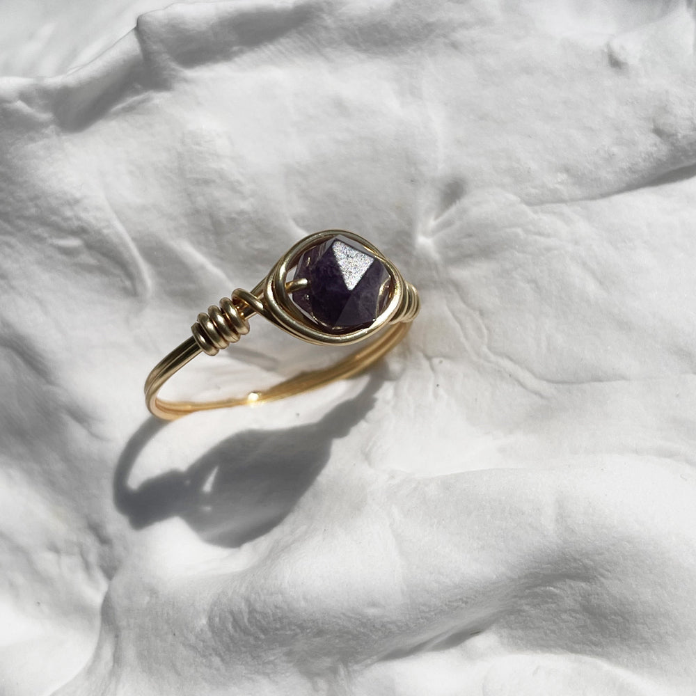 Purple Rings,Amethyst Crystal rings made by hand,Non-Tarnish wire wrap rings for girls