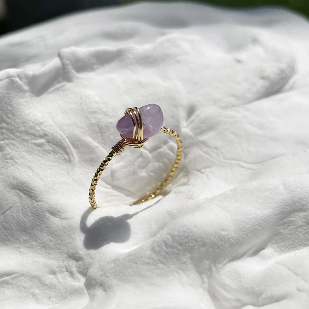 Purple Rings,Amethyst Crystal rings made by hand,Non-Tarnish wire wrap rings for girls