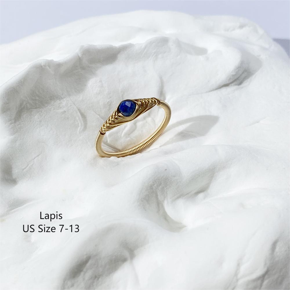 Blue Rings with Lapis gemstone,Wire wrapped rings ,handmade ring,unique gife for women