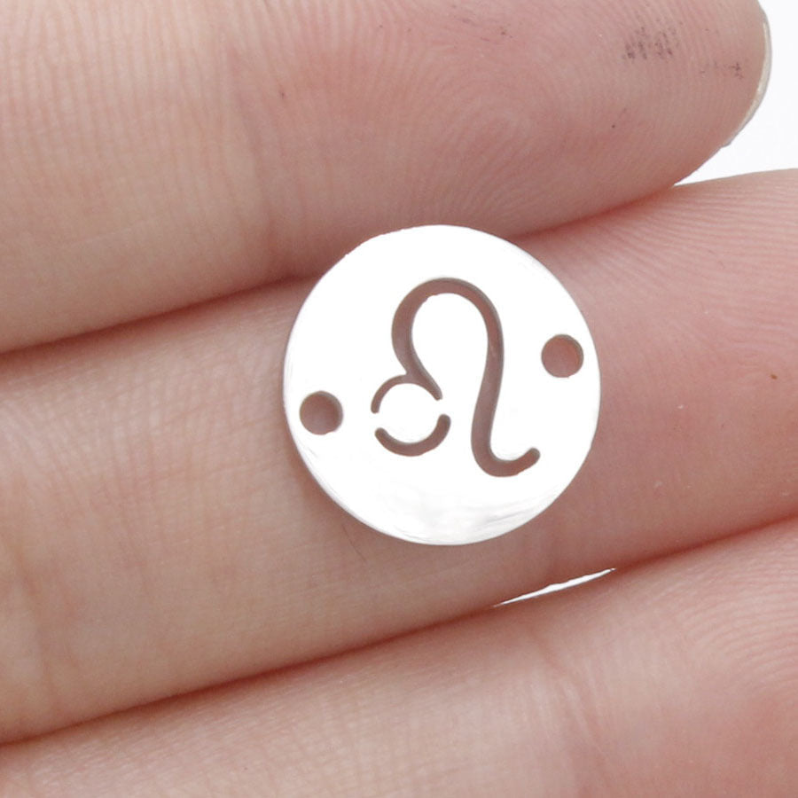 Round 12 Zodiac Signs Two Holes Charms