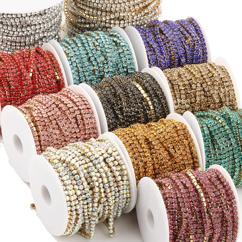 C1445 3mm Colorful Cup Rhinestone Chain/Clawchain