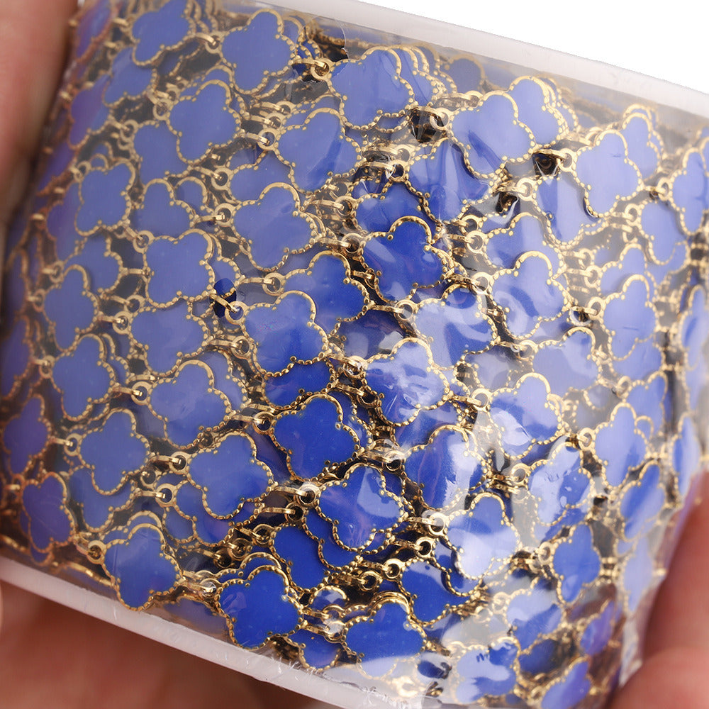 C1664 8mm Enamel Clover Stainless Steel Chain