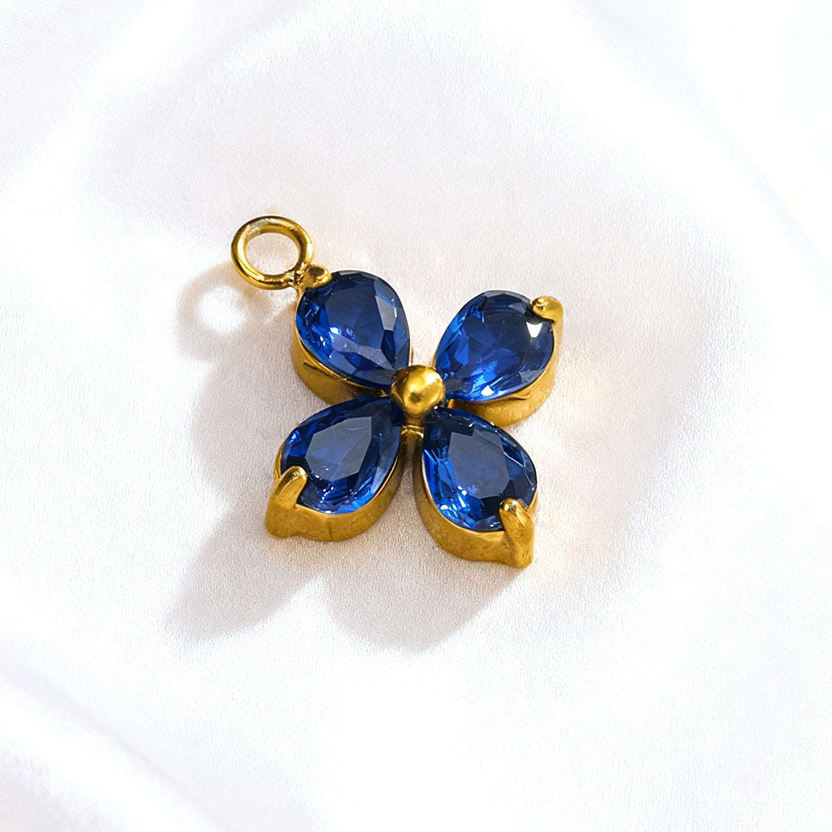 055 Colorful Zircon Four leaf Clover Charms