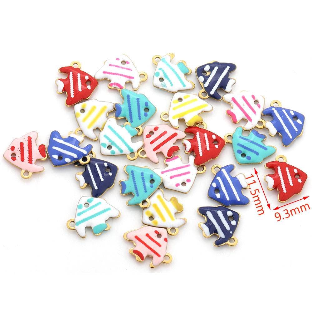 10Pcs/pack Mix color Enamel ocean animals charms