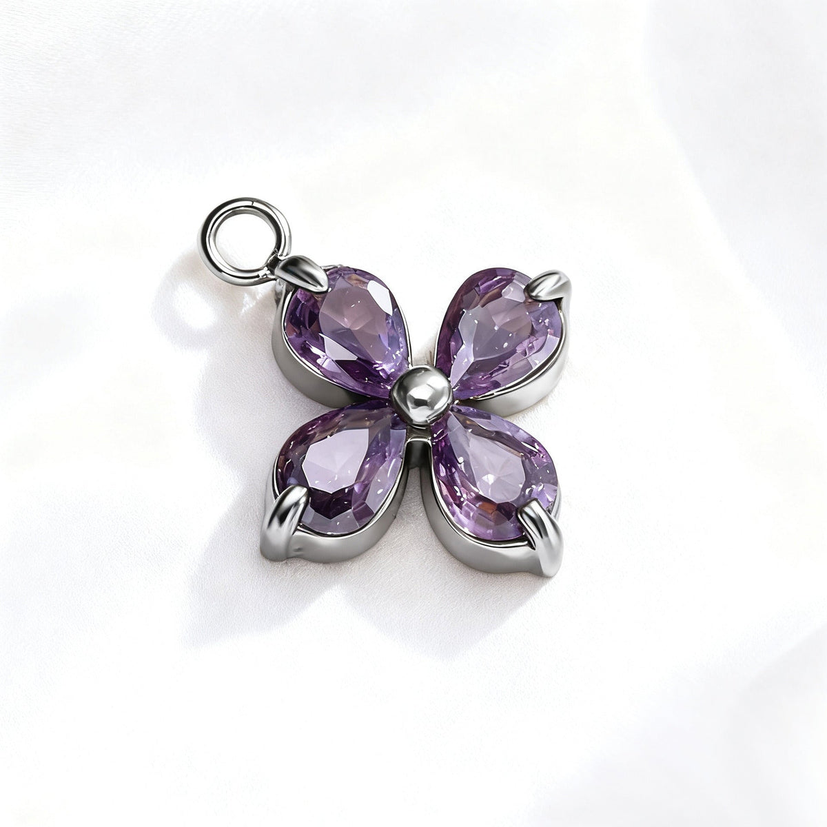 055 Colorful Zircon Four leaf Clover Charms