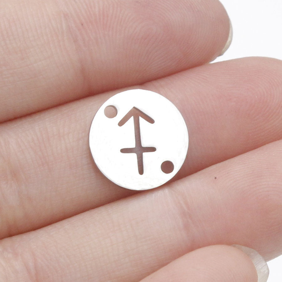 Round 12 Zodiac Signs Two Holes Charms