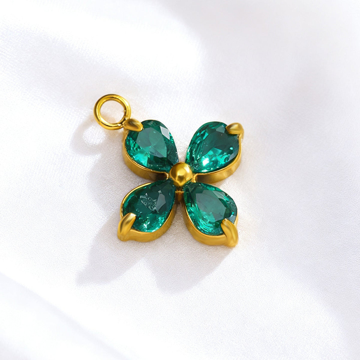055 Colorful Zircon Four leaf Clover Charms