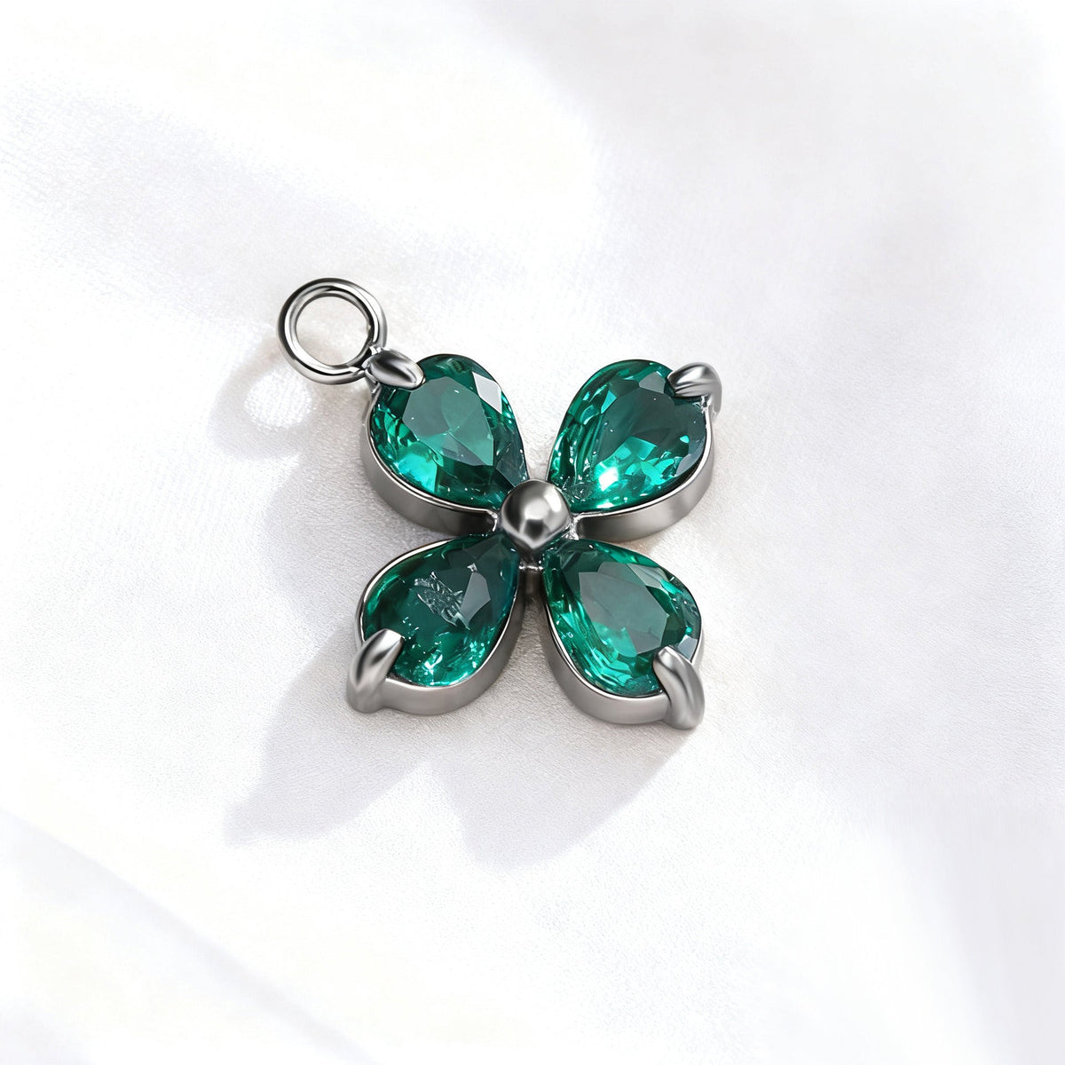 055 Colorful Zircon Four leaf Clover Charms