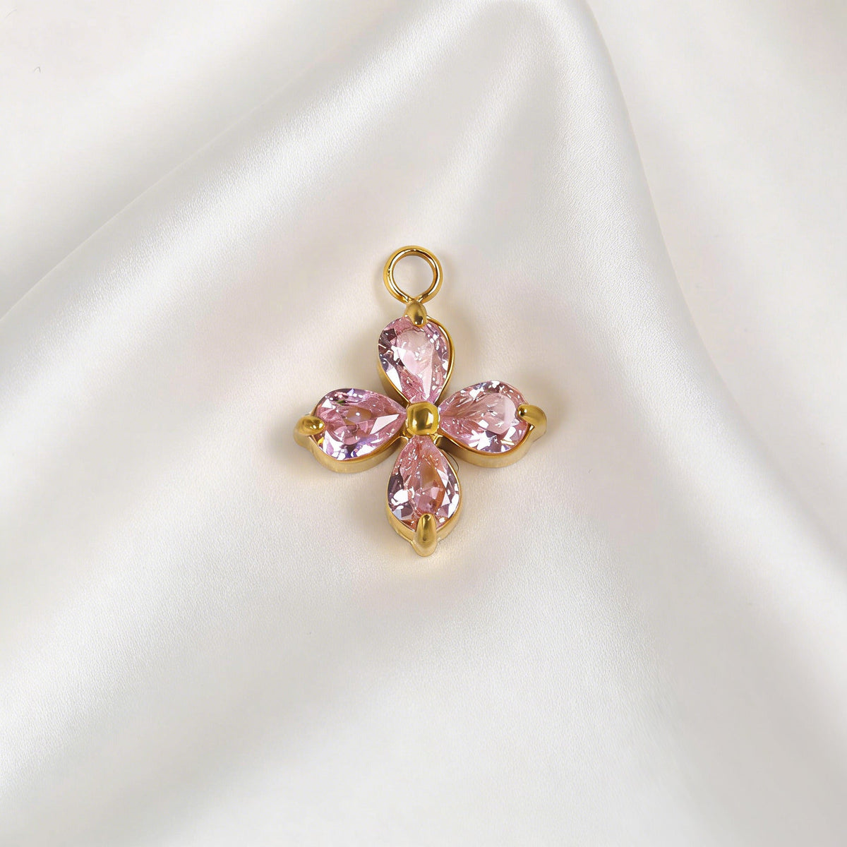 055 Colorful Zircon Four leaf Clover Charms