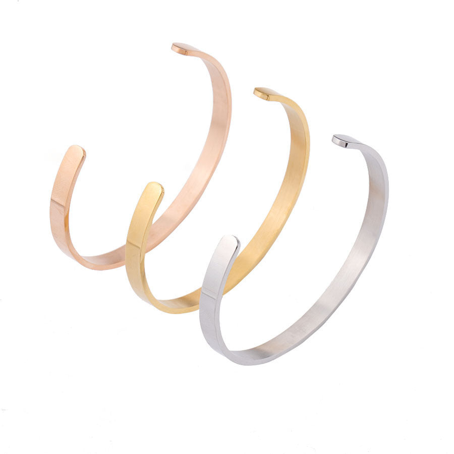 6mm Stainless steel " C-shaped "open bracelet bracelet