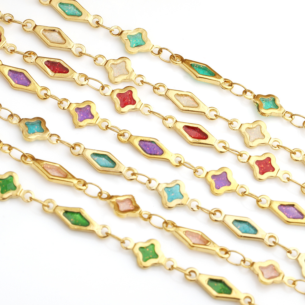 C1778 Glitter oil droplets clover chain