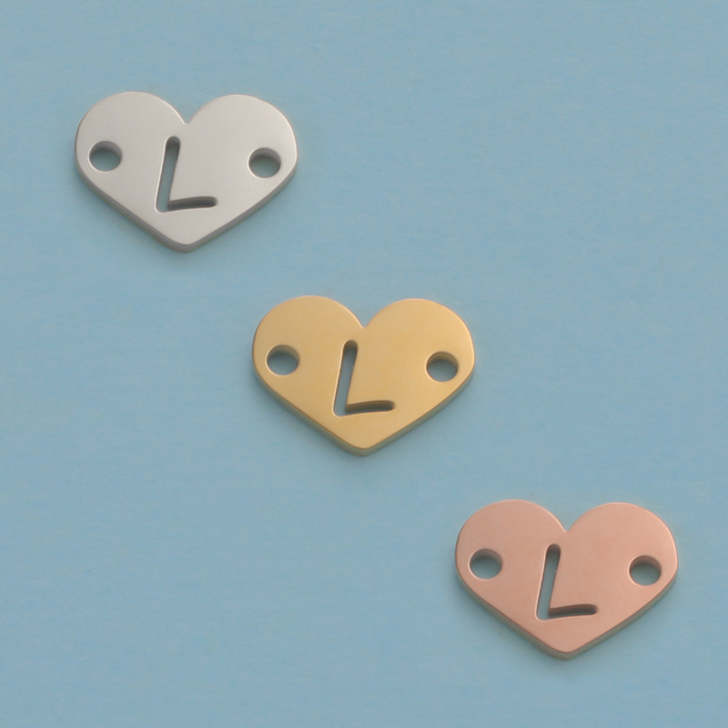 26 Heart Letter Two Holes Charms