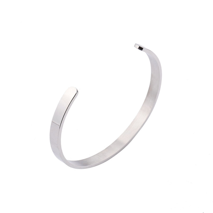 6mm Stainless steel " C-shaped "open bracelet bracelet