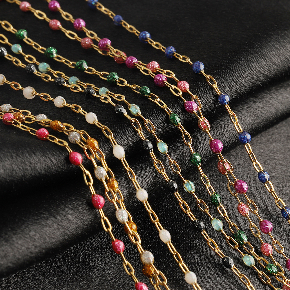 C1770 Enamel Glitter Beads Chain