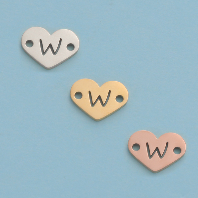 26 Heart Letter Two Holes Charms