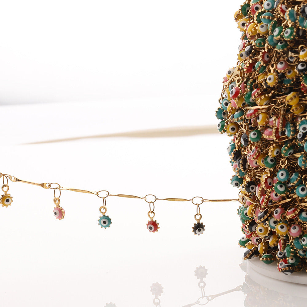 1535 Enamel Evil Eye Chain